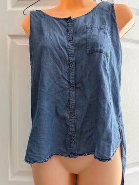 Mudd Sleeveless Button-Front Tank Top - Blue